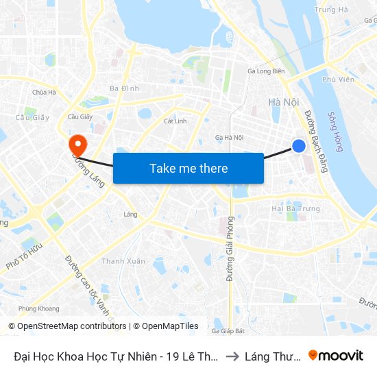 Đại Học Khoa Học Tự Nhiên - 19 Lê Thánh Tông to Láng Thượng map