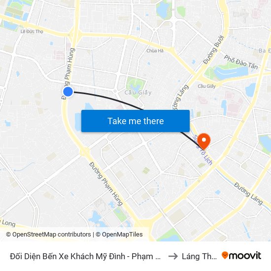 Đối Diện Bến Xe Khách Mỹ Đình - Phạm Hùng (Cột Trước) to Láng Thượng map