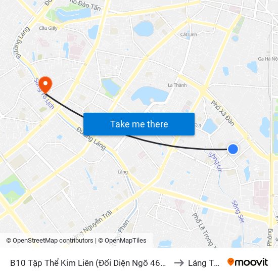 B10 Tập Thể Kim Liên (Đối Diện Ngõ 46b Phạm Ngọc Thạch) to Láng Thượng map