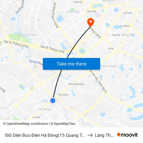 Đối Diện Bưu Điện Hà Đông(15 Quang Trung Hà Đông) to Láng Thượng map