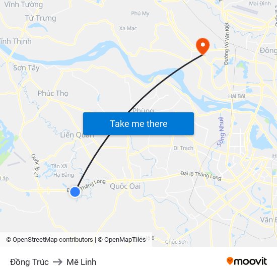 Đồng Trúc to Mê Linh map