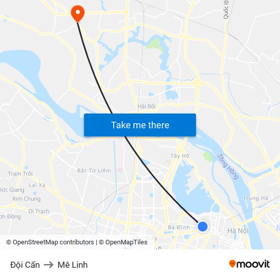 Đội Cấn to Mê Linh map