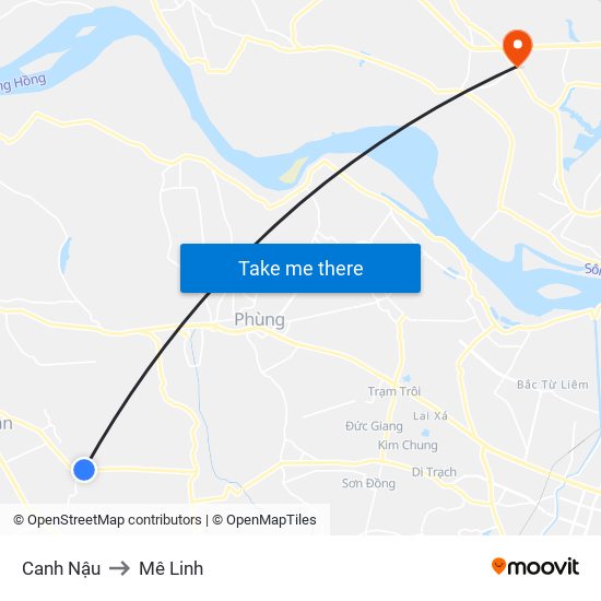 Canh Nậu to Mê Linh map