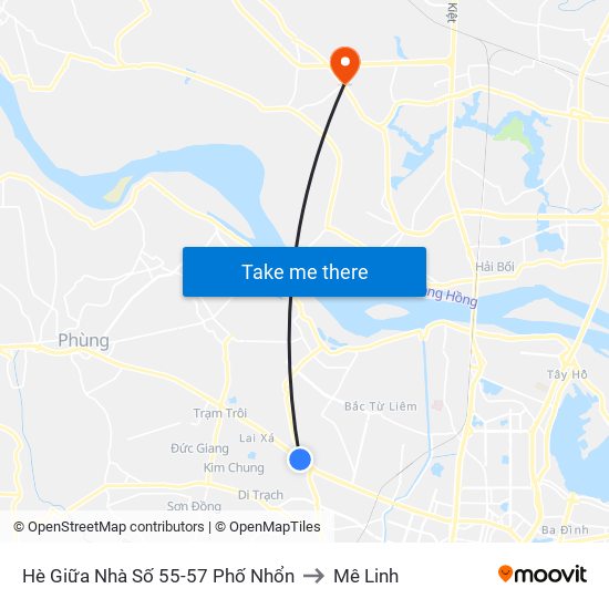 Hè Giữa Nhà Số 55-57 Phố Nhổn to Mê Linh map