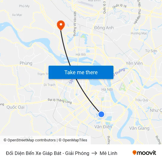 Đối Diện Bến Xe Giáp Bát - Giải Phóng-Cột 2 to Mê Linh map