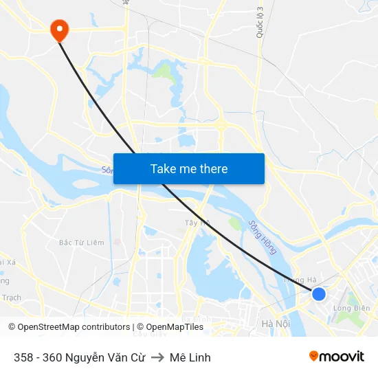 358 - 360 Nguyễn Văn Cừ to Mê Linh map