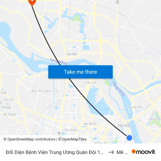 Đối Diện Bệnh Viện Trung Ương Quân Đội 108 - Trần Hưng Đạo to Mê Linh map