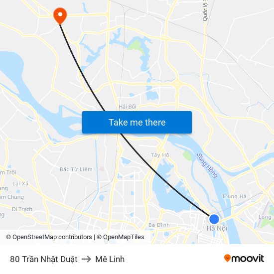 80 Trần Nhật Duật to Mê Linh map