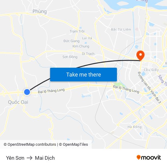 Yên Sơn to Mai Dịch map