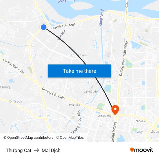 Thượng Cát to Mai Dịch map