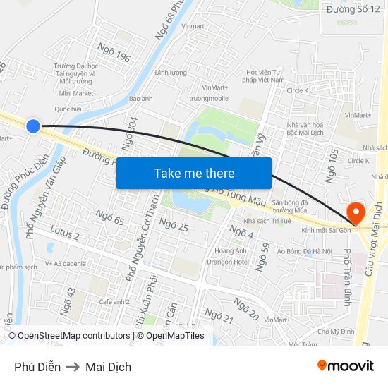 Phú Diễn to Mai Dịch map
