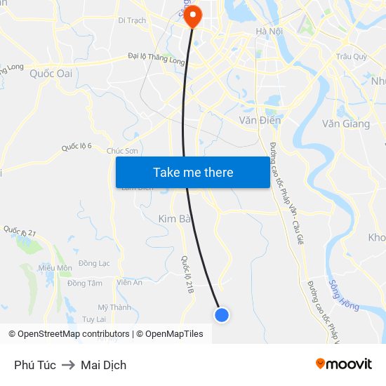 Phú Túc to Mai Dịch map