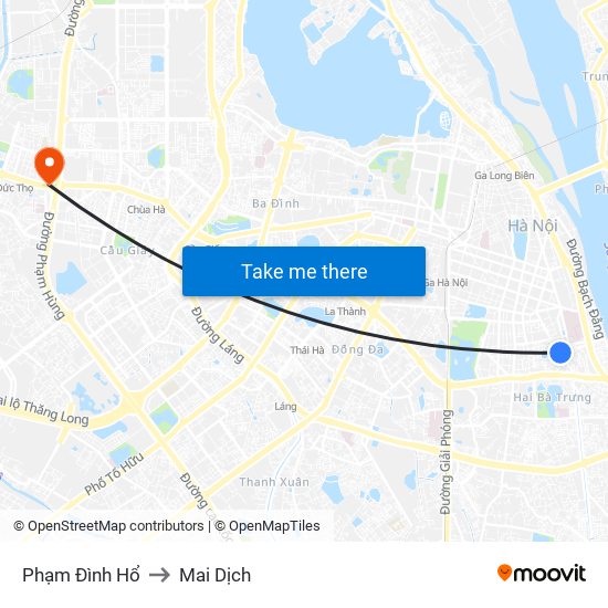 Phạm Đình Hổ to Mai Dịch map