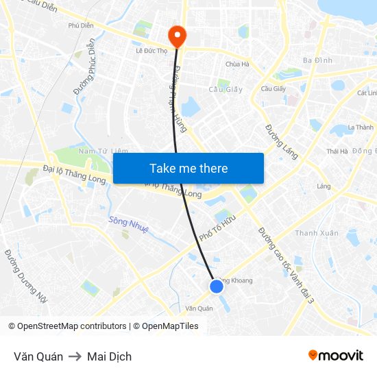 Văn Quán to Mai Dịch map