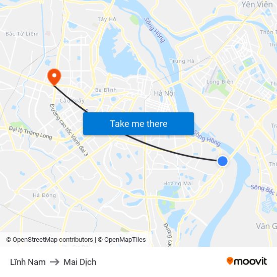 Lĩnh Nam to Mai Dịch map