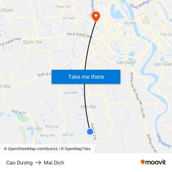 Cao Dương to Mai Dịch map