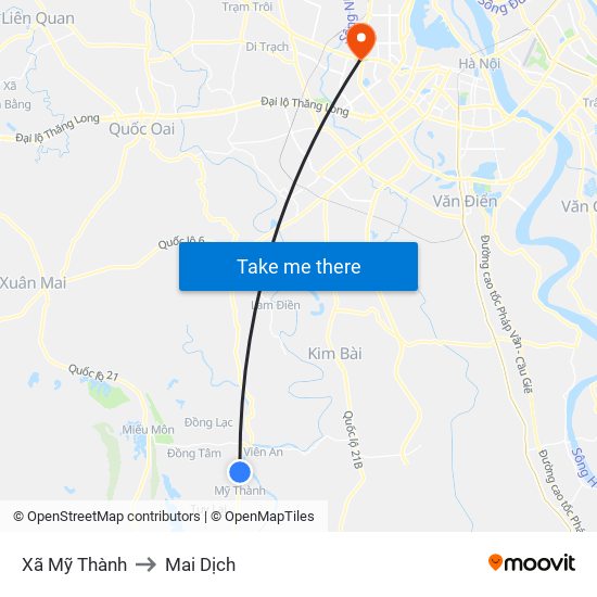 Xã Mỹ Thành to Mai Dịch map