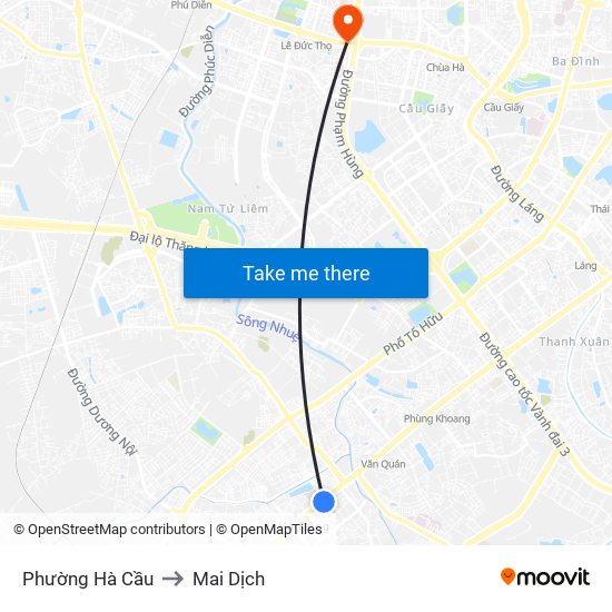 Phường Hà Cầu to Mai Dịch map