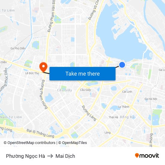 Phường Ngọc Hà to Mai Dịch map