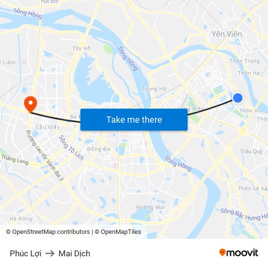 Phúc Lợi to Mai Dịch map
