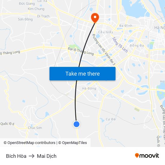 Bích Hòa to Mai Dịch map