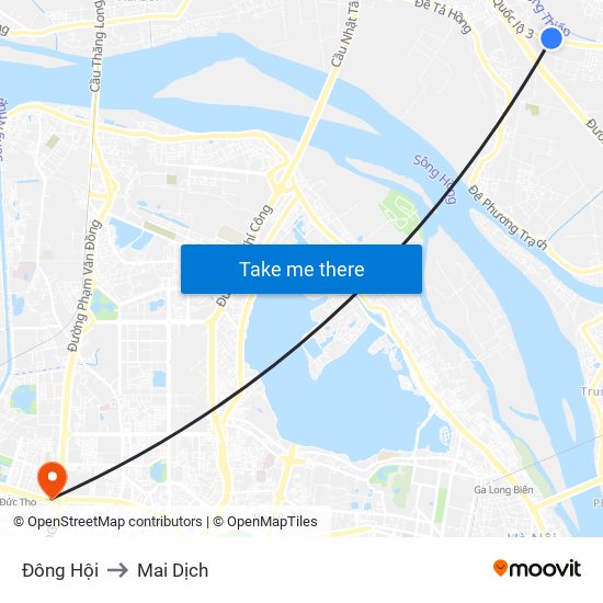 Đông Hội to Mai Dịch map