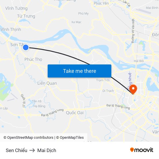 Sen Chiểu to Mai Dịch map