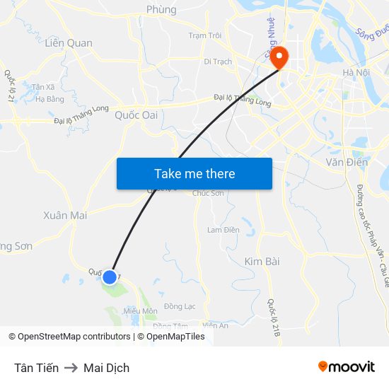 Tân Tiến to Mai Dịch map