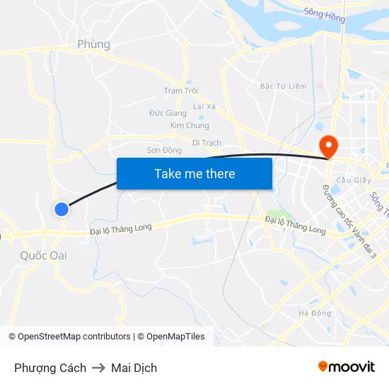 Phượng Cách to Mai Dịch map