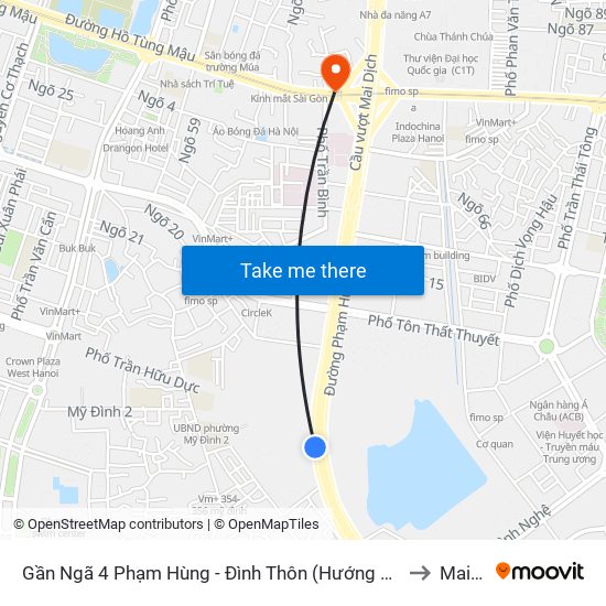 Gần Ngã 4 Phạm Hùng - Đình Thôn (Hướng Đi Khuất Duy Tiến)-Cột Sau to Mai Dịch map