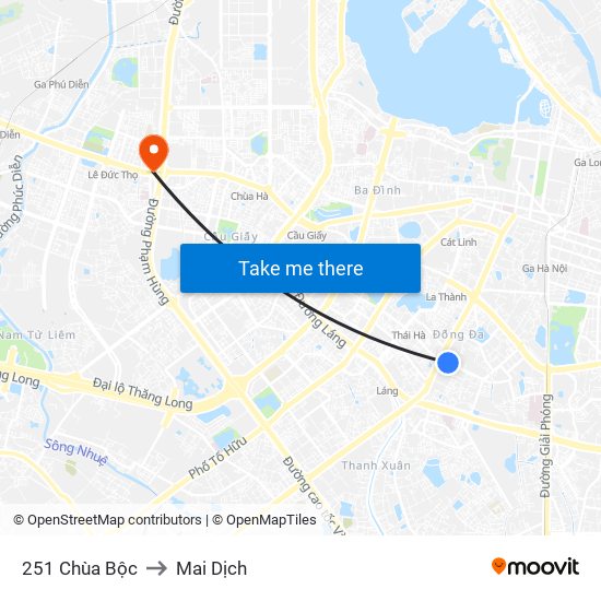 251 Chùa Bộc to Mai Dịch map