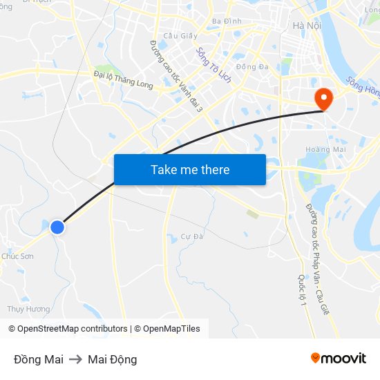 Đồng Mai to Mai Động map
