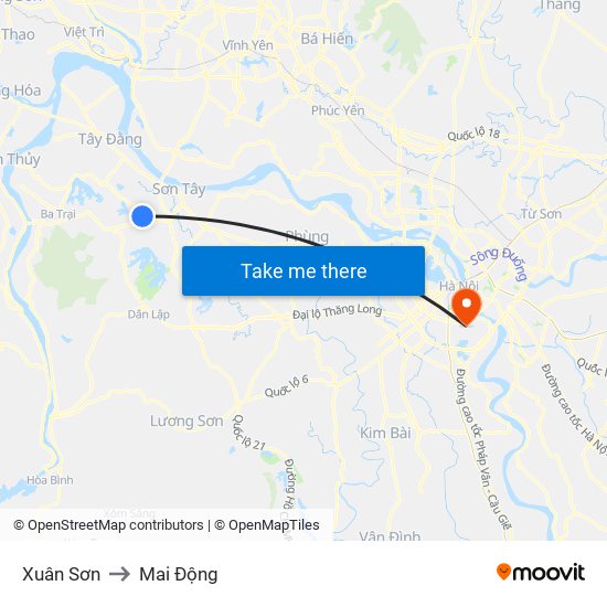 Xuân Sơn to Mai Động map