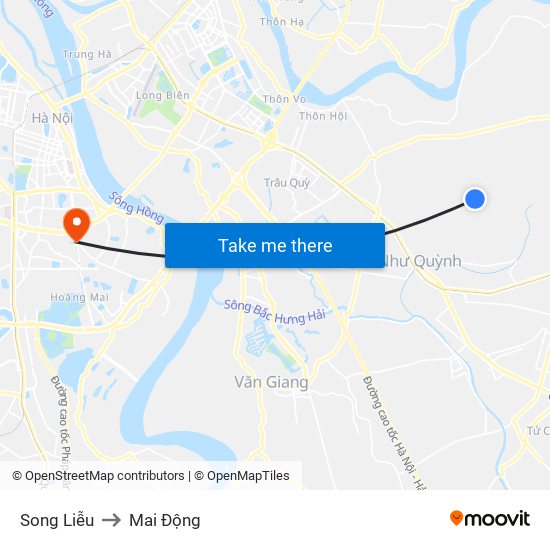 Song Liễu to Mai Động map