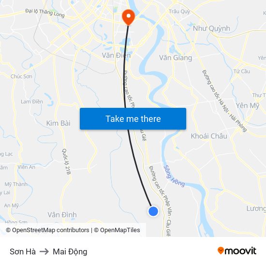 Sơn Hà to Mai Động map