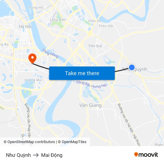 Như Quỳnh to Mai Động map