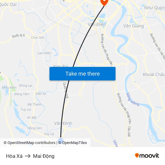 Hòa Xá to Mai Động map