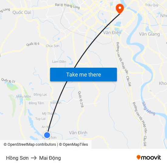Hồng Sơn to Mai Động map