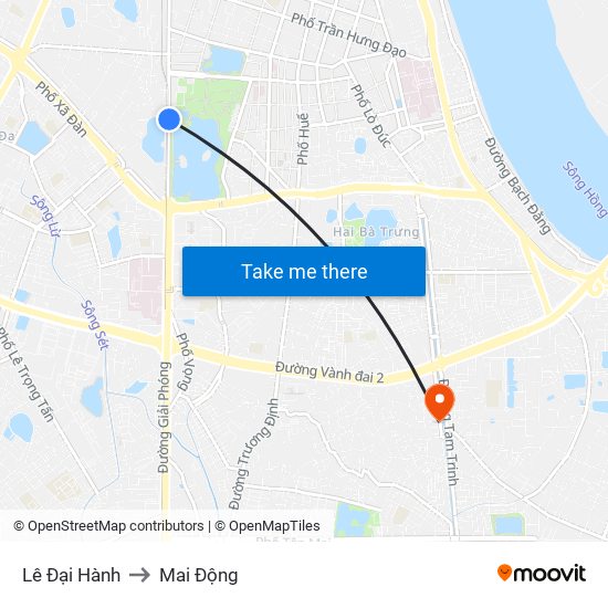 Lê Đại Hành to Mai Động map