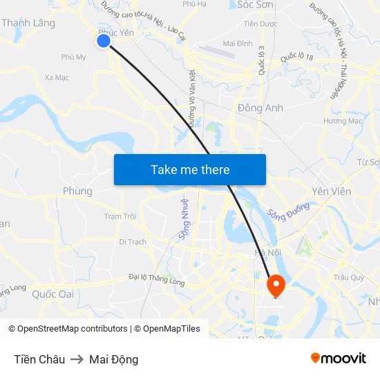 Tiền Châu to Mai Động map