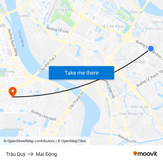 Trâu Quỳ to Mai Động map