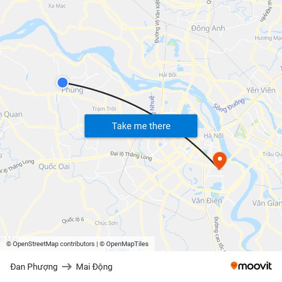 Đan Phượng to Mai Động map