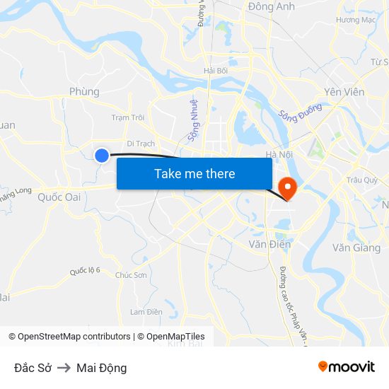 Đắc Sở to Mai Động map