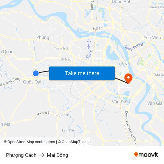 Phượng Cách to Mai Động map