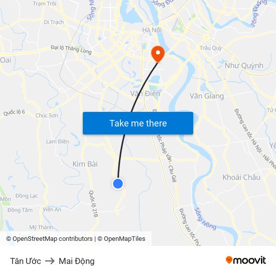 Tân Ước to Mai Động map