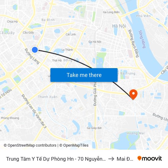 Trung Tâm Y Tế Dự Phòng Hn - 70 Nguyễn Chí Thanh to Mai Động map