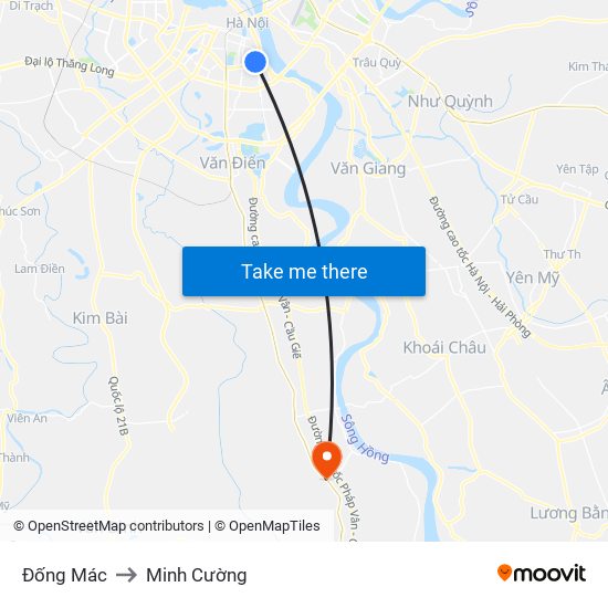 Đống Mác to Minh Cường map