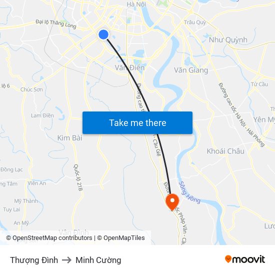 Thượng Đình to Minh Cường map