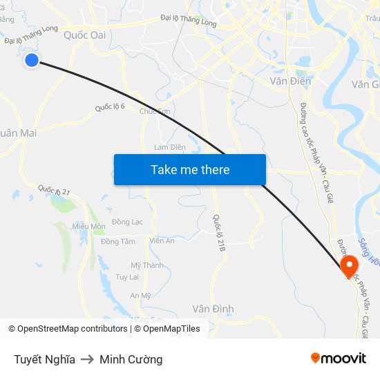 Tuyết Nghĩa to Minh Cường map