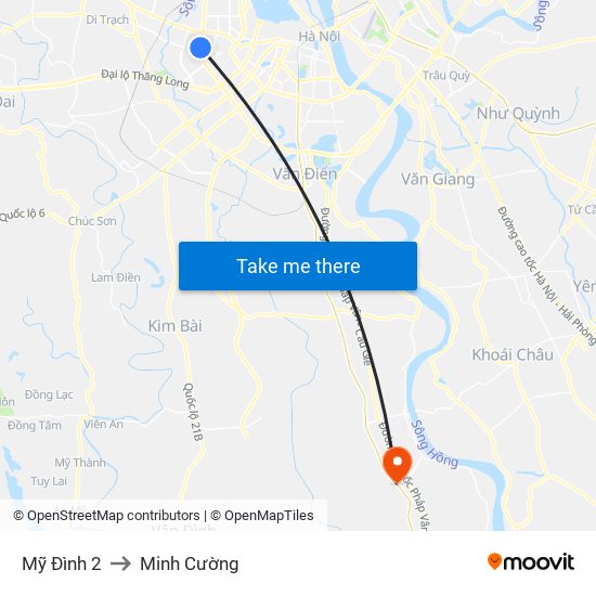 Mỹ Đình 2 to Minh Cường map